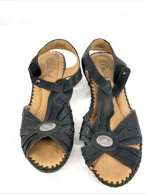 Biza Women's Sandals Bianca Sz 10/42 Black Leather Sandals